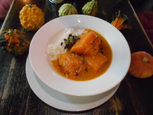Kürbisragout mit Reis(Vegan)